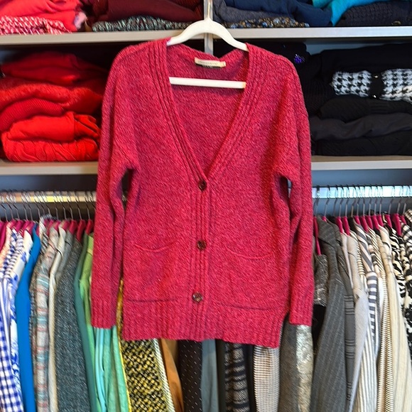 Chiaramente made in Italy pink marled v neck long sleeve 2 pocket cardigan S - Picture 1 of 3